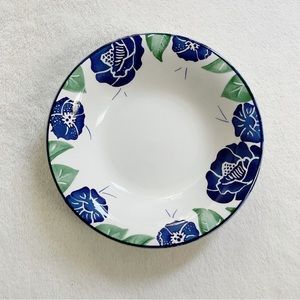 Vintage Dansk Italy 10” Blue Floral Pasta Serving Bowl | 1980s/90s
